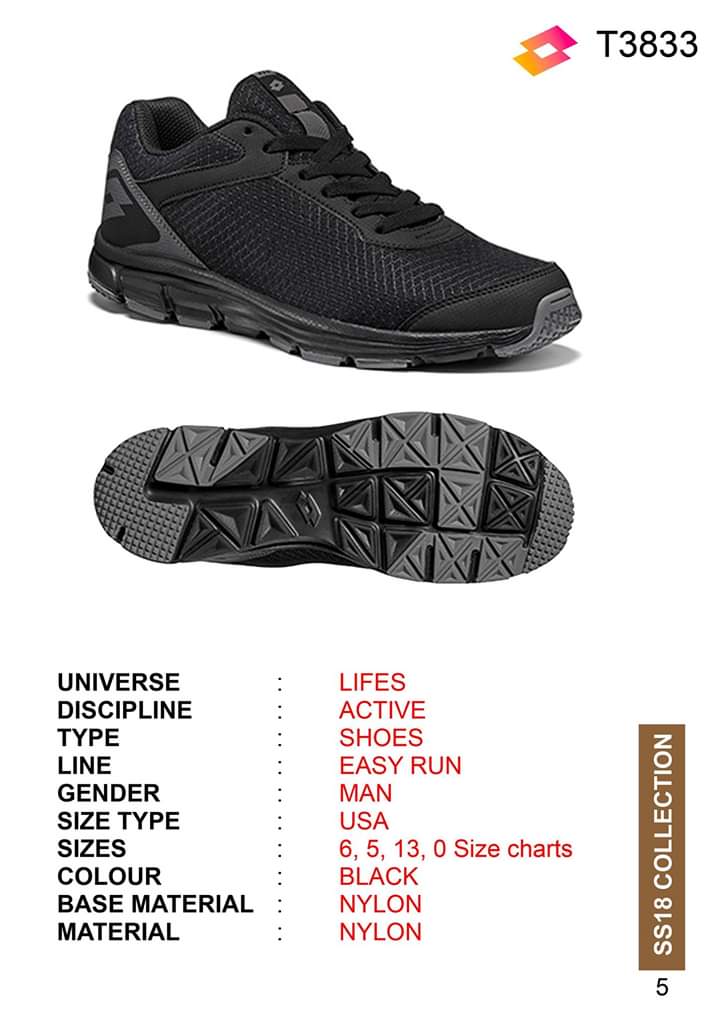 Lotto T3833 Black Sports Sneakers For Men